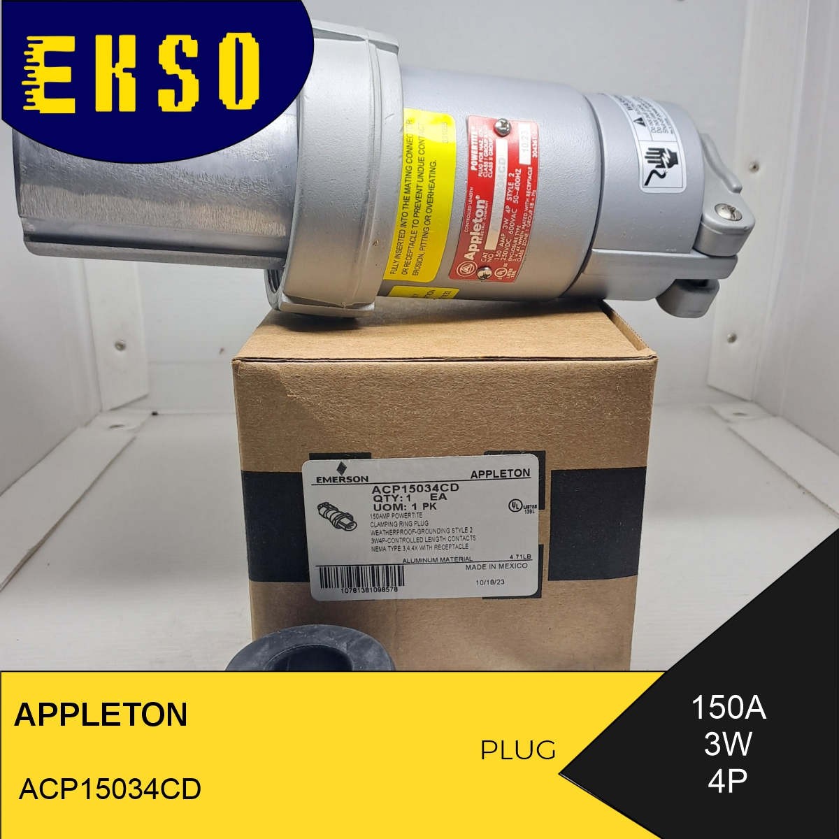 appleton acp15034cd 150 amp 3w 4p plug