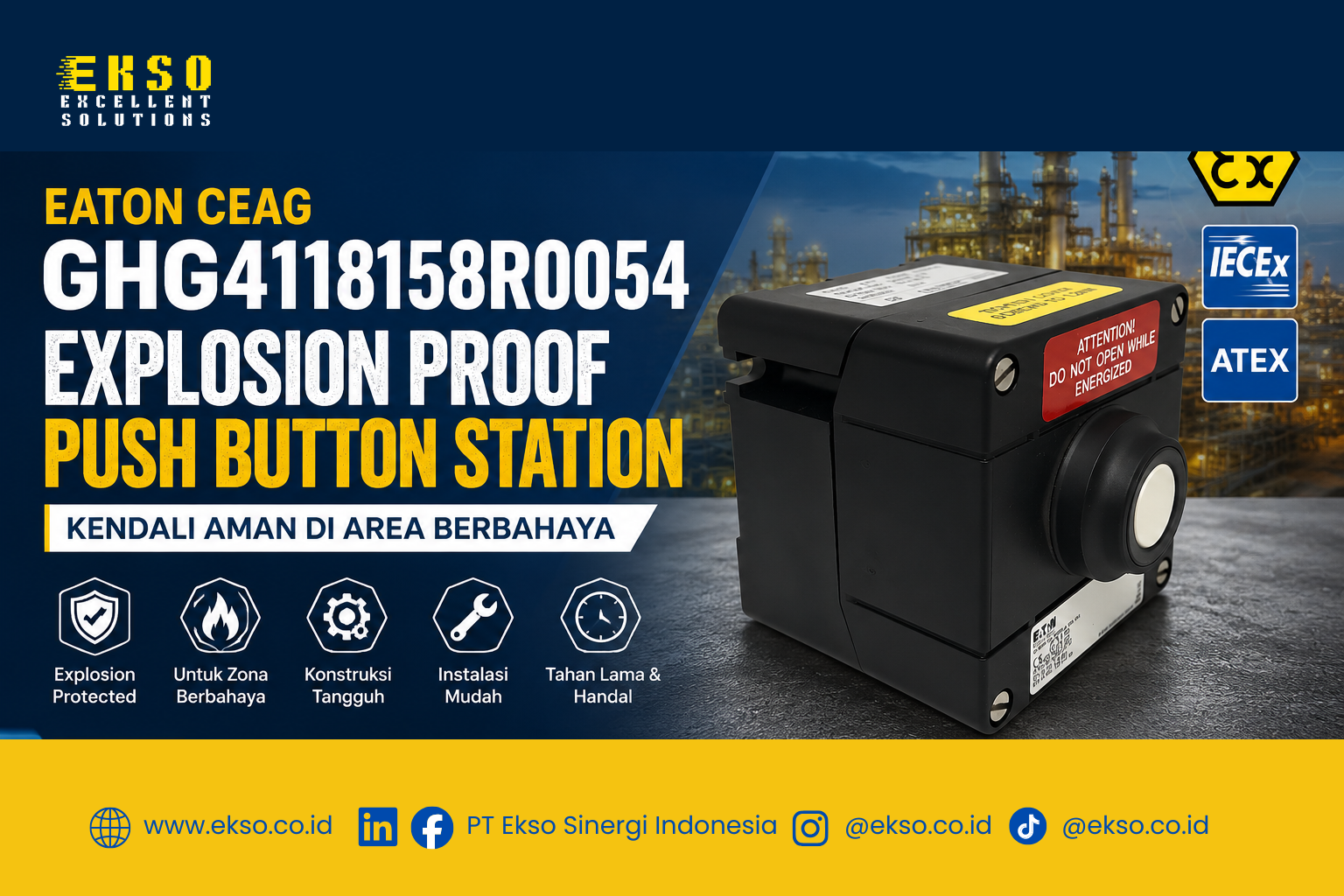 Eaton CEAG GHG4118158R0054 Explosion Proof Push Button Station